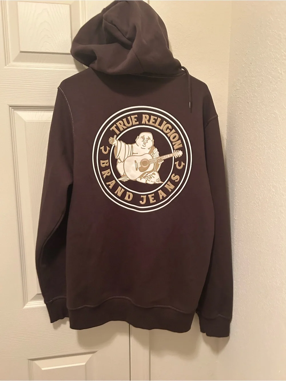 True Religion Men's Zip-Up Hoodie - Dark Brown with White Logo